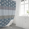 Rustic Blue Deer And Chevron Shower Curtain, Countryside Bathroom Decor With Chevron Pattern