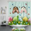 Rustic Board Easter Rabbit Shower Curtain With Funny Tail For Bathroom Decor