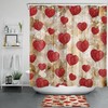 Rustic Board Red Heart Valentine's Day Shower Curtain for Bathroom Decor