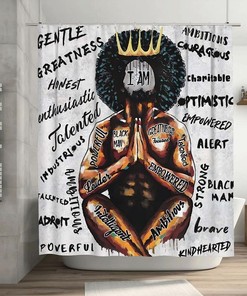 Rustic Boho African American Mens Inspirational Quotes Men Crown Bathroom Decorr Shower Curtain