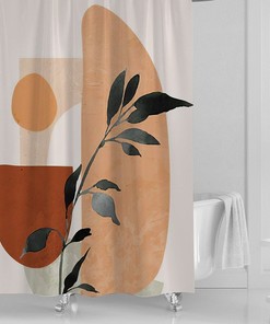 Rustic Boho Plant Print Waterproof Shower Curtain For Tranquil Bathroom