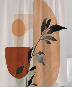 Rustic Boho Plant Print Waterproof Shower Curtain For Tranquil Bathroom