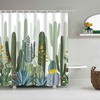 Rustic Botanical Fabric Shower Curtain With Cactus Desert Plants Design - Perfect For Home Bathroom