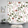 Rustic Botanical Leaf Red Mushroom Shower Curtain For Bathroom Decor