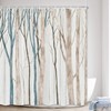 Rustic Brown Blue Tree Fabric Shower Curtain Abstract Birch Forest Waterproof Bath Curtain