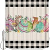 Rustic Bunny Shower Curtain - Summer Eucalyptus Print for Bathroom Bathtubs