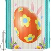 Rustic Burlap Easter Shower Curtain - LB Spring Floral Egg Bunny Bunny Fabric Bathroom Decor