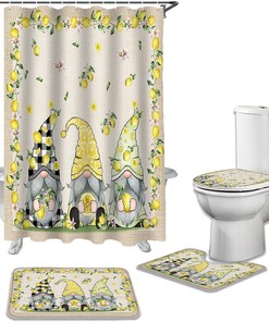 Rustic Burlap Lemon Shower Curtain for Vintage Bathroom