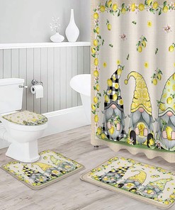 Rustic Burlap Lemon Shower Curtain for Vintage Bathroom