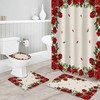 Rustic Burlap Red Roses Flowers Botanical Print Shower Curtain for Valentine's Day