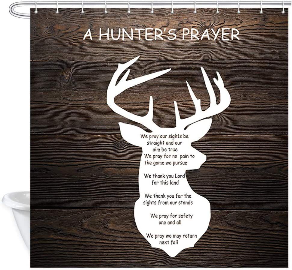 Rustic Cabin Bath Curtain with Wild Animal Deer Elk and Moose Prints
