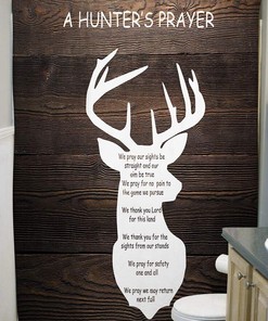 Rustic Cabin Bath Curtain with Wild Animal Deer Elk and Moose Prints
