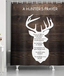 Rustic Cabin Bath Curtain with Wild Animal Deer Elk and Moose Prints