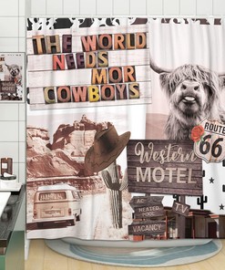 Rustic Cabin Bear Shower Curtain - Country Style Wildlife Animal Art Vintage Farmhouse Lodge Fabric Bathroom Accessories