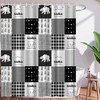 Rustic Cabin Bear Shower Curtain With Wildlife Animal Adventure Design For Farmhouse Lodge Plaid Men Camp