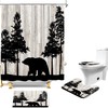 Rustic Cabin Forest Wild Animal Print Shower Curtain Set - Bathroom Accessories