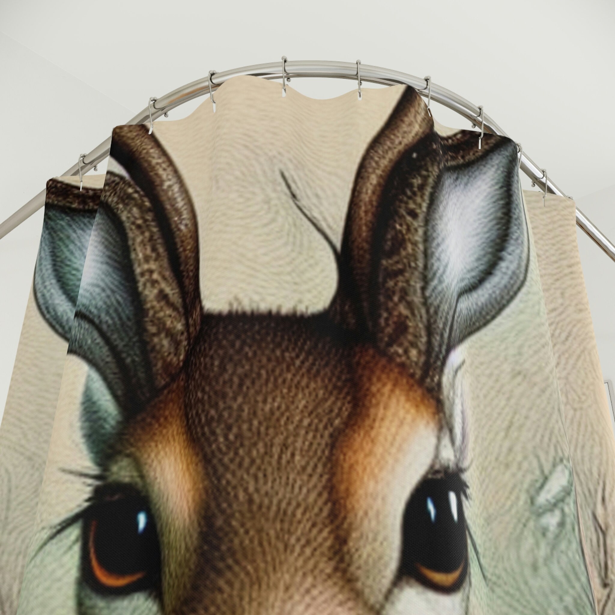 Rustic Cabin Hunter Shower Curtain With Deer Prints - Image 3