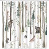 Rustic Cabin Hunting Farmhouse Lodge Wildlife Safari Shower Curtain - Forest Animal Bear Deer Moose Elk Fox Bird Rustic