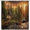 Rustic Cabin Shower Curtain With Bear And Moose