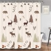 Rustic Cabin Shower Curtain With Bear, Elk, Moose And Wolf Print, Perfect For Nature Lovers