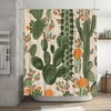 Rustic Cactus Shower Curtain Orange Flowers, Waterproof Bathroom Decor Fabric Curtain 