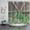 Rustic Cactus Shower Curtain, Plant And Barn Wood Print For Bathroom Decor