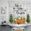 Rustic Camper Car and Leafy Tree Funny Words Shower Curtain for Bathroom Decor