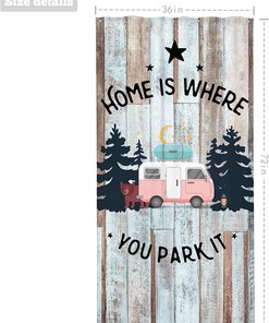 Rustic Camper RV and Forest Landscape Printed Waterproof Fabric Shower Curtain