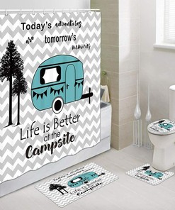 Rustic Camper Rv Shower Curtain, Ideal For Any Camping-Fan'S Bathroom