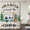 Rustic Camping Trees Vintage Shower Curtain for Camper Trailer