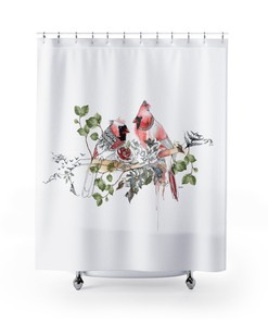 Rustic Cardinals Fabric Shower Curtain For Nature-Themed Bathroom