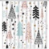 Rustic Cartoon Bathroom Curtains With Pine Tree Forest Winter Holiday Merry Christmas Shower Curtain