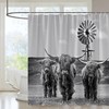 Rustic Cattle Windmill Shower Curtain - Western Farm Animal Bathroom Decor
