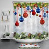 Rustic Christmas Shower Curtain - Pine Cone And Snowflake Plank Bathroom Decor