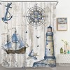 Rustic Compass Anchor Lighthouse Print Shower Curtain for Nautical Bathroom Decor by Riyidecor