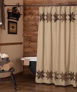 Rustic Country Black Eight Point Bedding Collection Shower Curtain, Bella Taylor Home