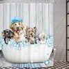Rustic Country Gray Wooden Plank Artwork Funny Dog Shower Curtain, Naked Cute Animal Bathroom Decor