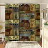 Rustic Country Lodge Bear Moose Deer Duck Pine Trees Shower Curtain For Farmhouse Cabin Bathtub Decor
