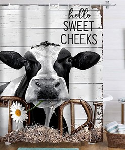 Rustic Cow Shower Curtain For The Bathroom With Western And Farmhouse Shower Curtain Design