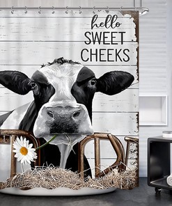 Rustic Cow Shower Curtain For The Bathroom With Western And Farmhouse Shower Curtain Design