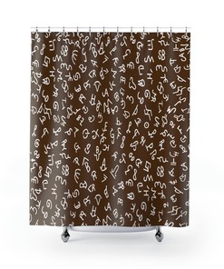 Rustic Cowboy Cattle Brand Shower Curtain with Brown Color Scheme