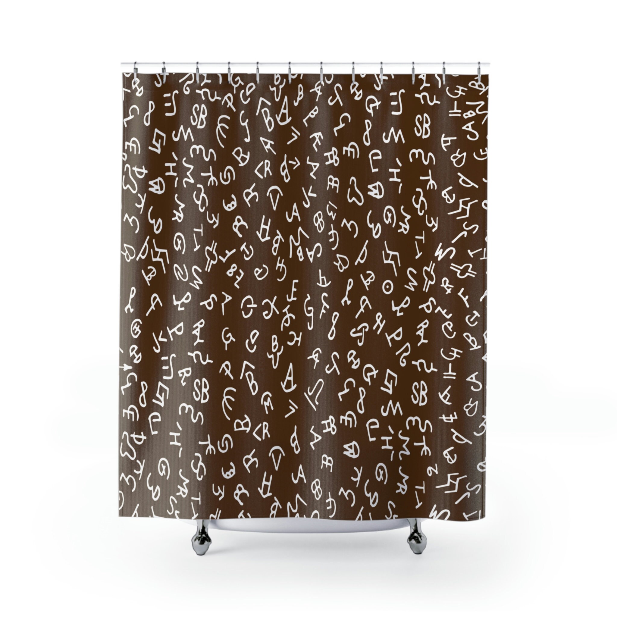 Rustic Cowboy Cattle Brand Shower Curtain with Brown Color Scheme