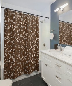 Rustic Cowboy Cattle Brand Shower Curtain with Brown Color Scheme