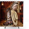 Rustic Cowboy Hat Shower Curtain - Waterproof Fabric Bathroom Shower Curtain with Western Accents