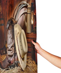 Rustic Cowboy Hat Shower Curtain - Waterproof Fabric Bathroom Shower Curtain with Western Accents
