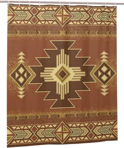 Rustic Cross Southwest Western Shower Curtain, Bathtub Curtain Waterproof Fabric Bathroom Decoration Set