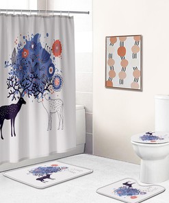 Rustic Deer And Elk Shower Curtain For A Cabin-Themed Bathroom