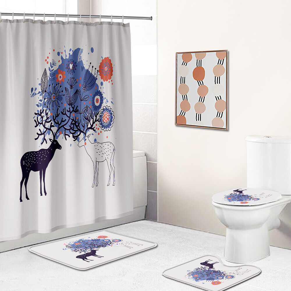 Rustic Deer And Elk Shower Curtain For A Cabin-Themed Bathroom