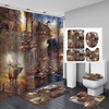 Rustic Deer Bear Cabin Full Size Shower Curtain - Fall Tree Forest Animal Wild Duck Tranquil Lake Natural