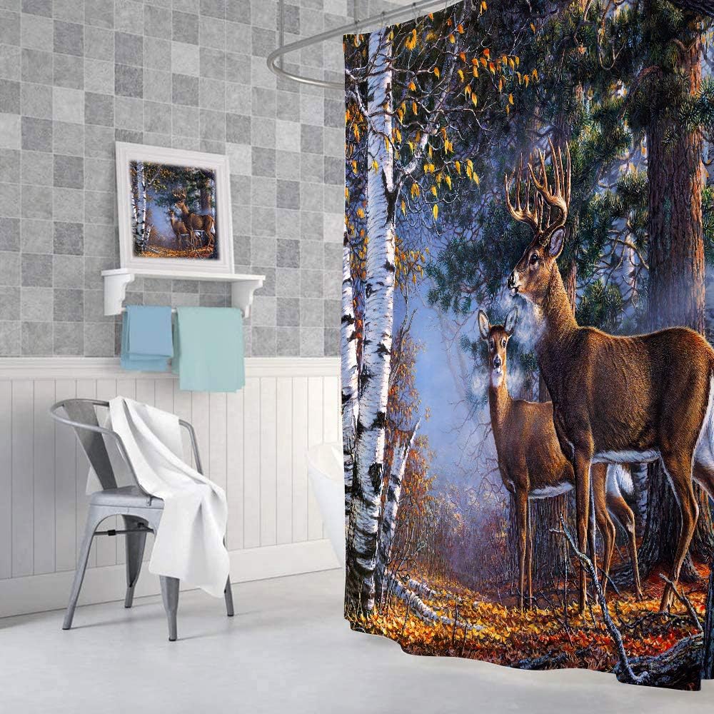 Rustic Deer Shower Curtain Set For A Wilderness-Themed Bathroom - Image 4